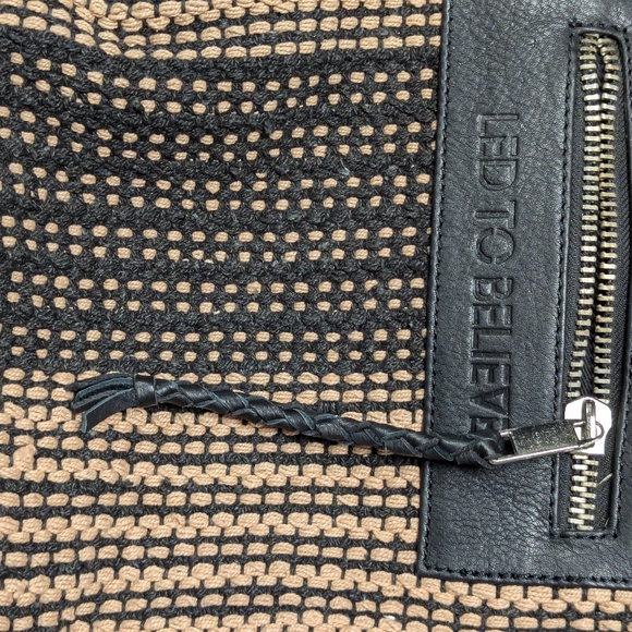 NWOT Genuine Leather & woven backpack/ handbag!! Led to Believe